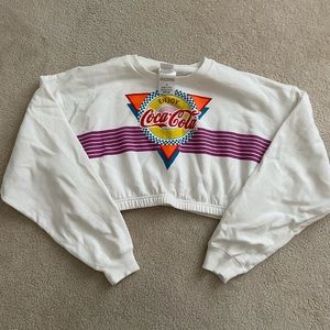White Cropped Coca-Cola Sweatshirt
